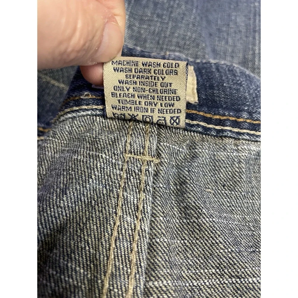 VTG Phat Farm Men Argyle Pocket Denim Jeans Straight Leg Y2K Hip Hop Baggy 42 32
